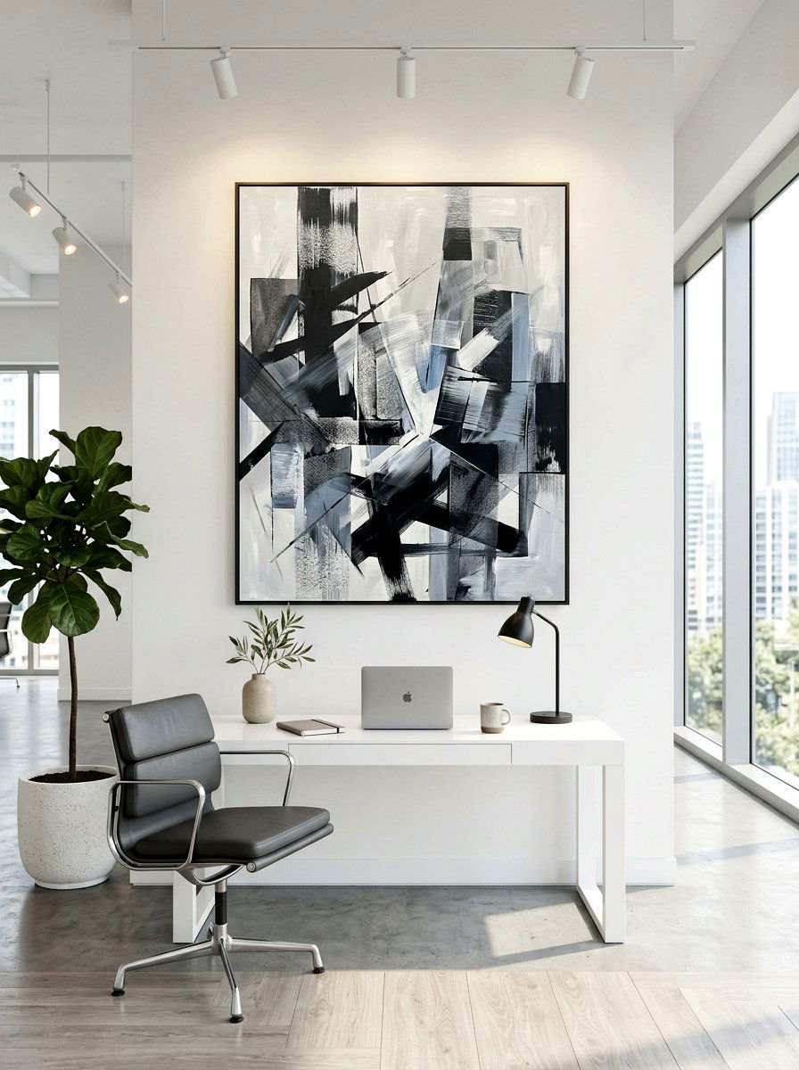 Modern art office wall - 30 quiet luxury office ideas
