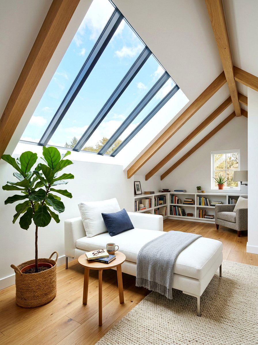 Modern attic reading room skylight - 30 attic reading room ideas