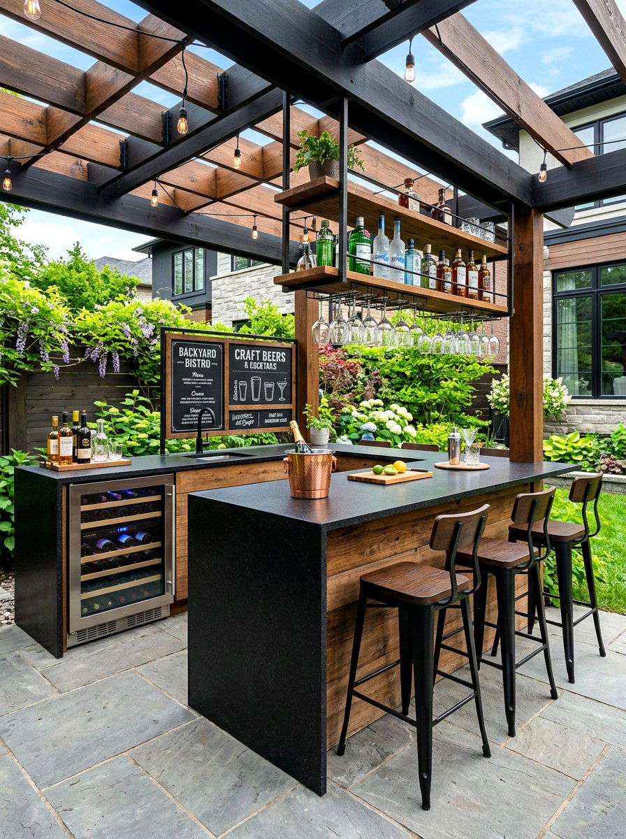 Modern backyard bar - 30 villa backyard ideas