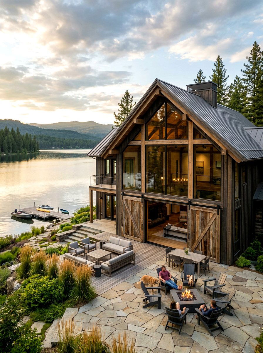 Modern barn lake house - 30 lake house exterior ideas