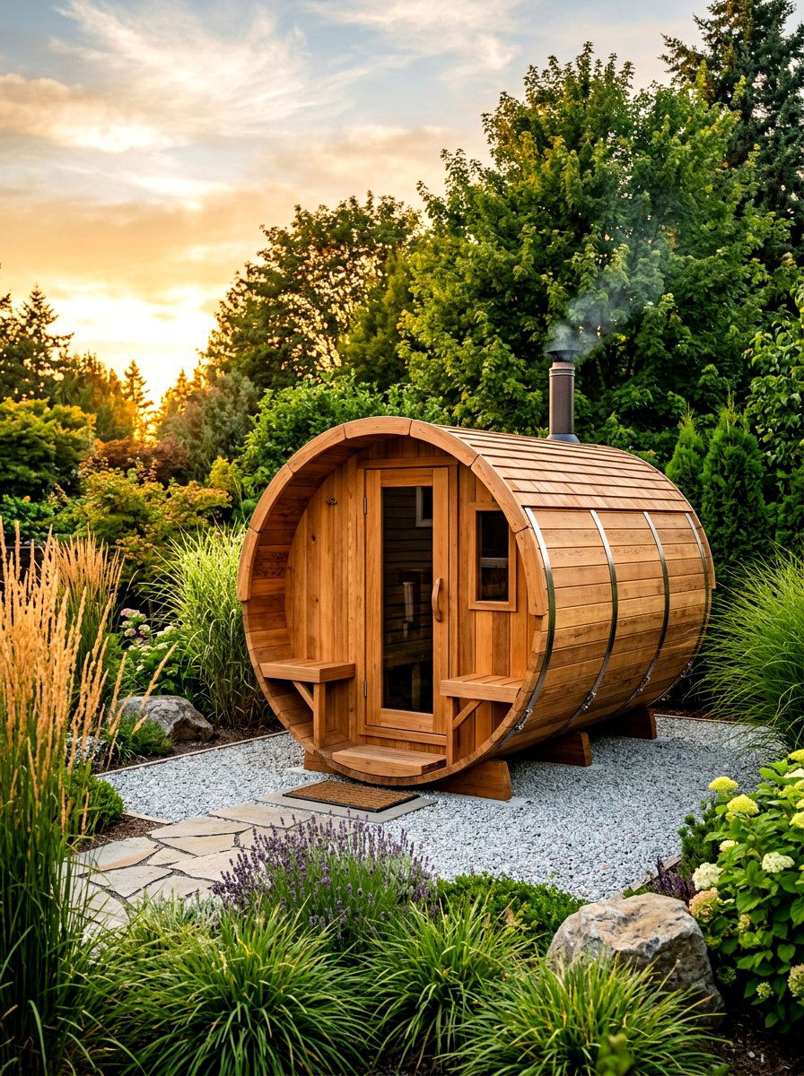Modern barrel sauna - 30 outdoor sauna backyard ideas aesthetic
