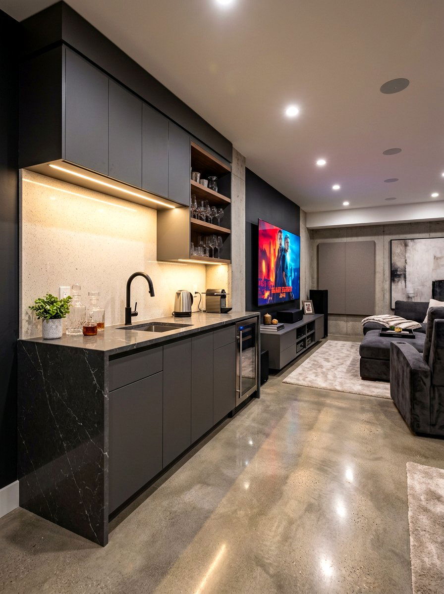 Modern basement kitchenette - 30 basement kitchenette ideas