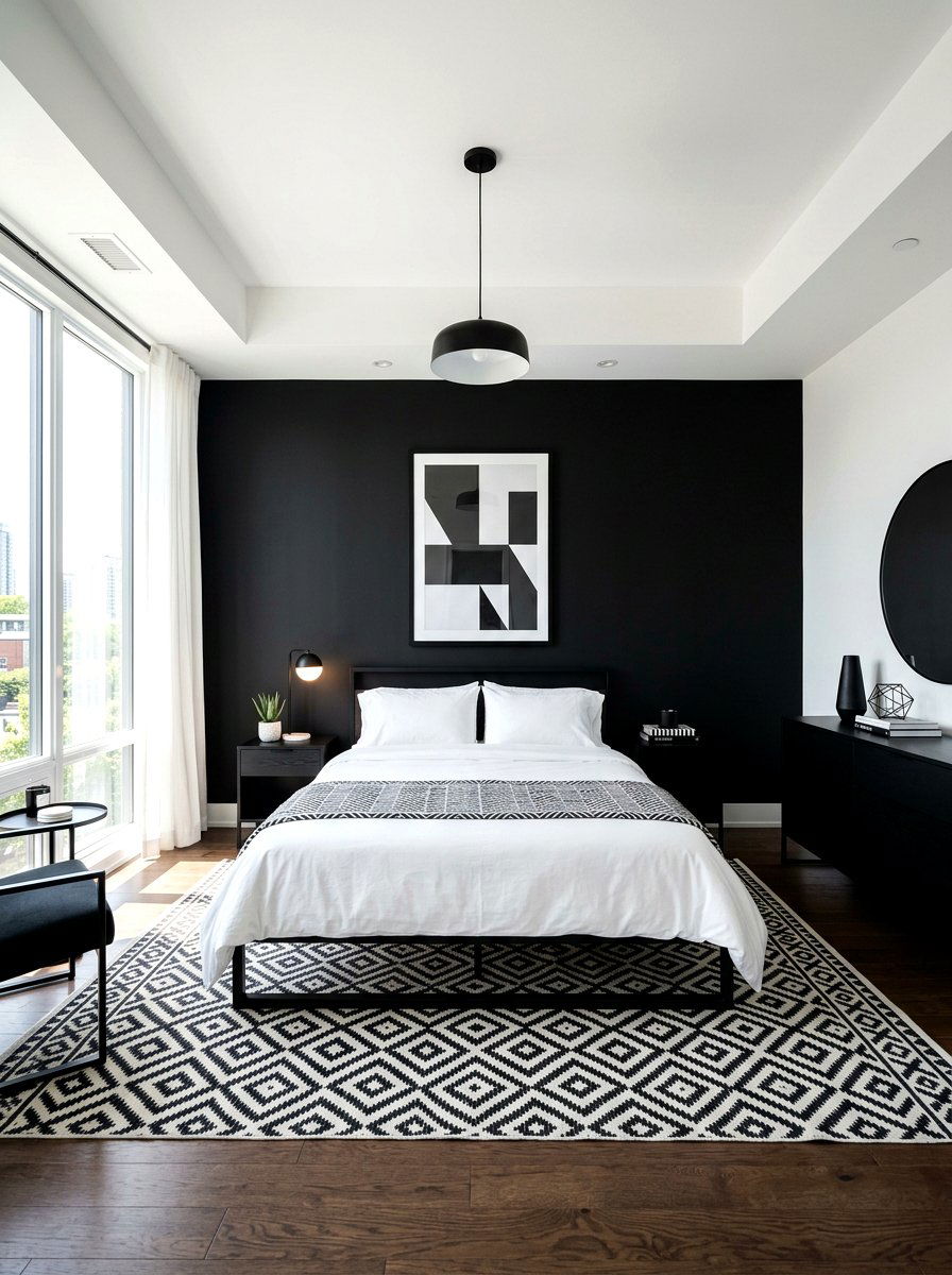 Modern black and white bedroom - 30 black bedroom ideas