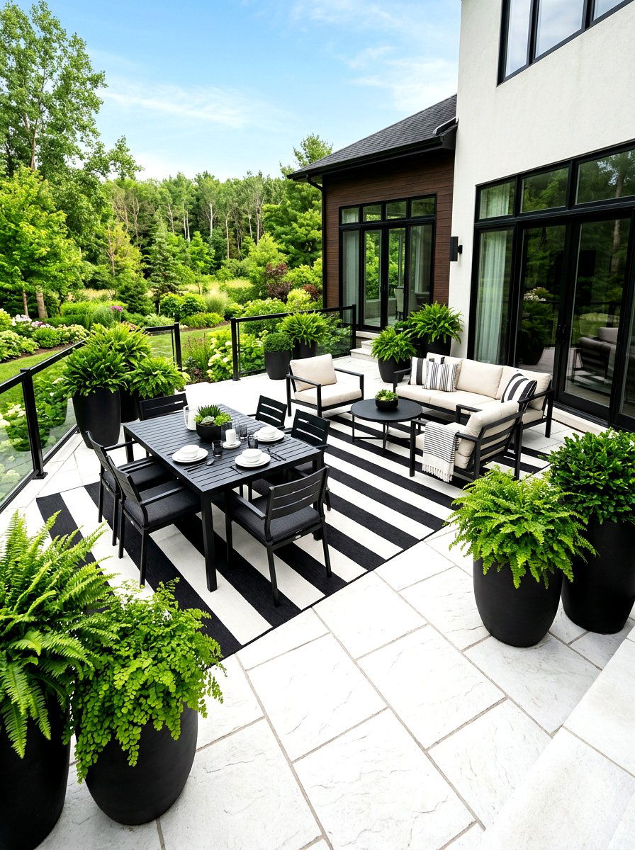 Modern black and white patio - 30 neutral backyard styling ideas