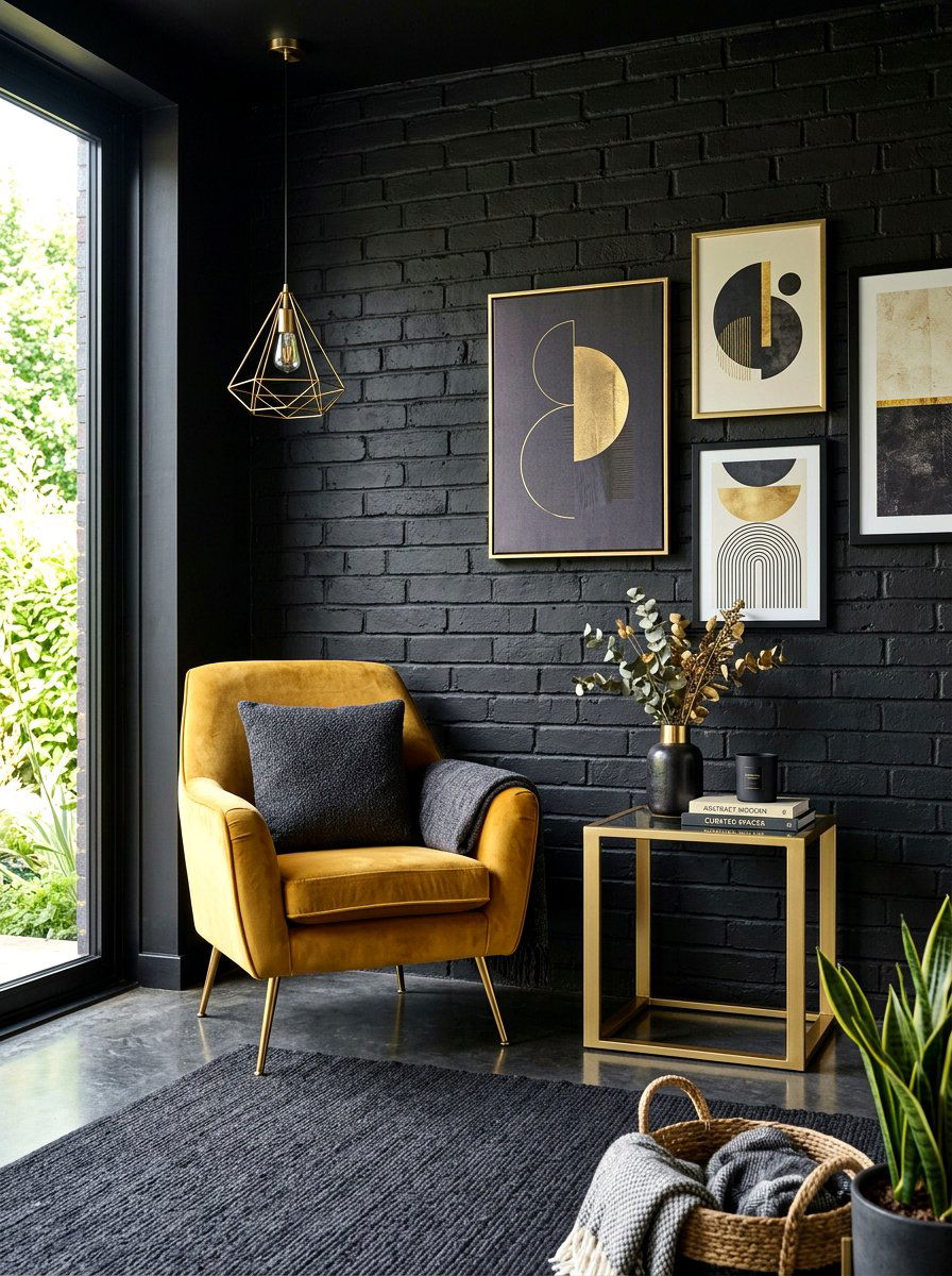 Modern black brick wall - 30 brick accent wall ideas