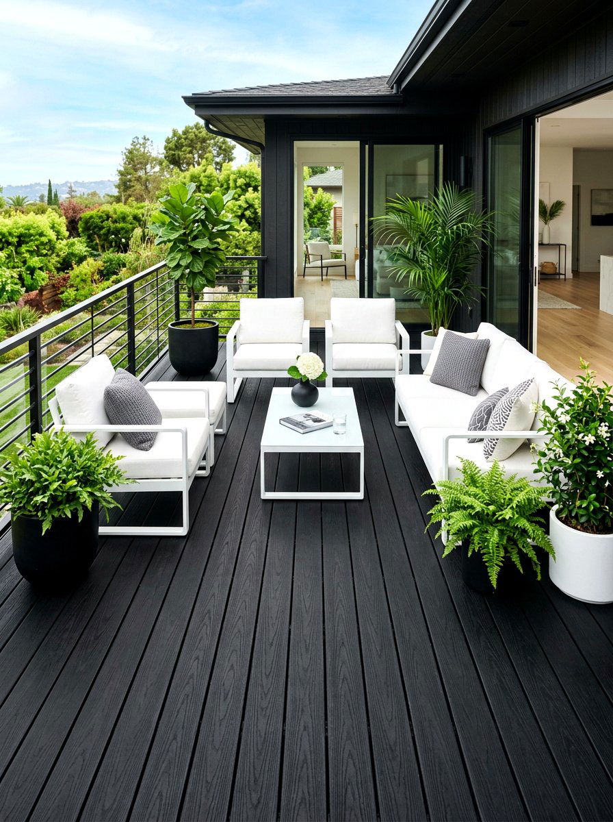 Modern black deck - 30 cozy deck ideas