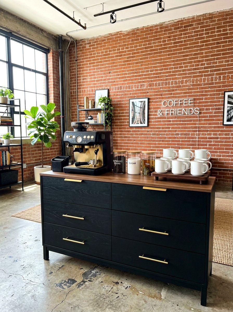Modern black dresser coffee bar - 30 dresser in kitchen ideas
