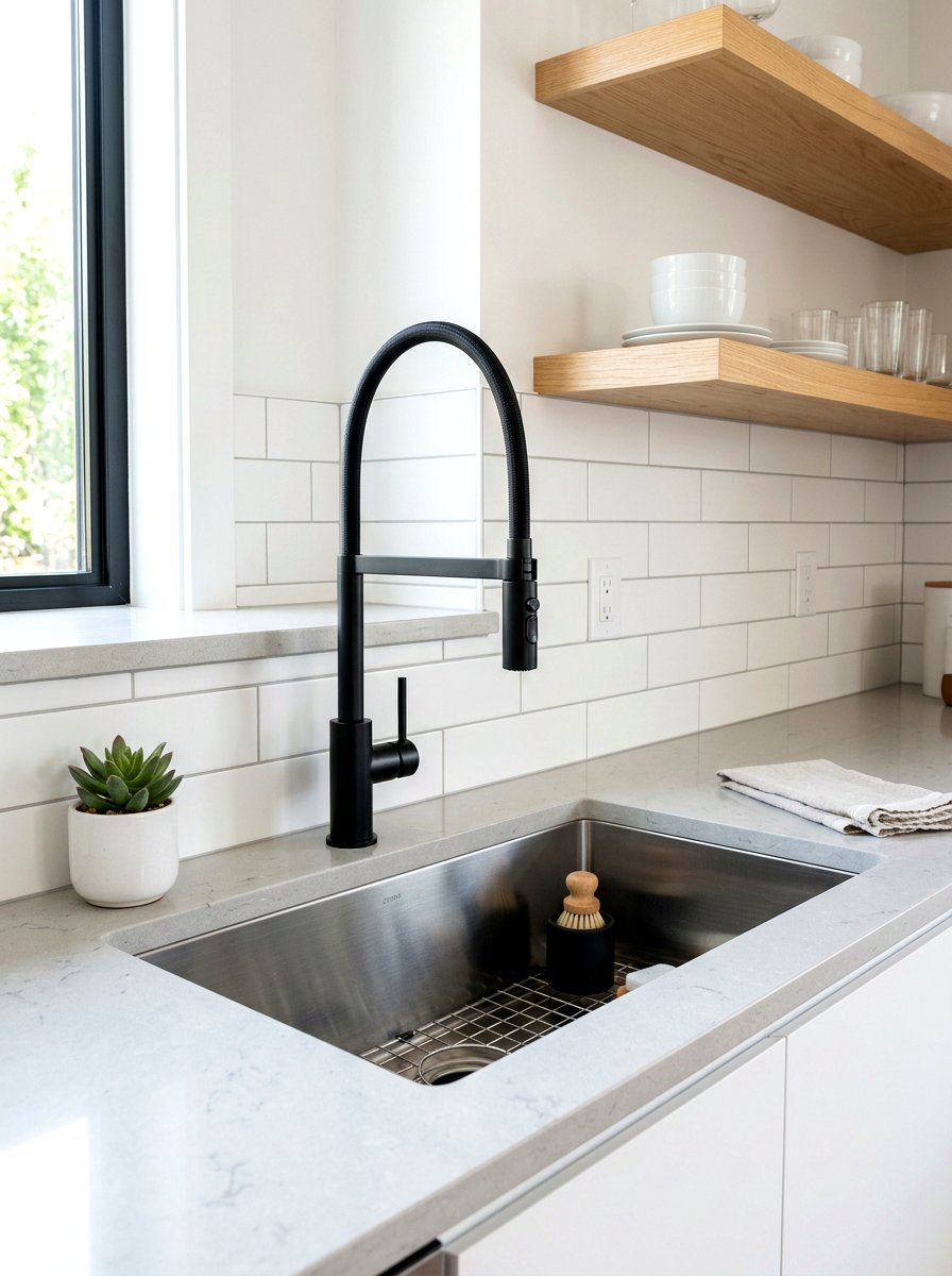 Modern black faucet - 30 TikTok kitchen decor ideas