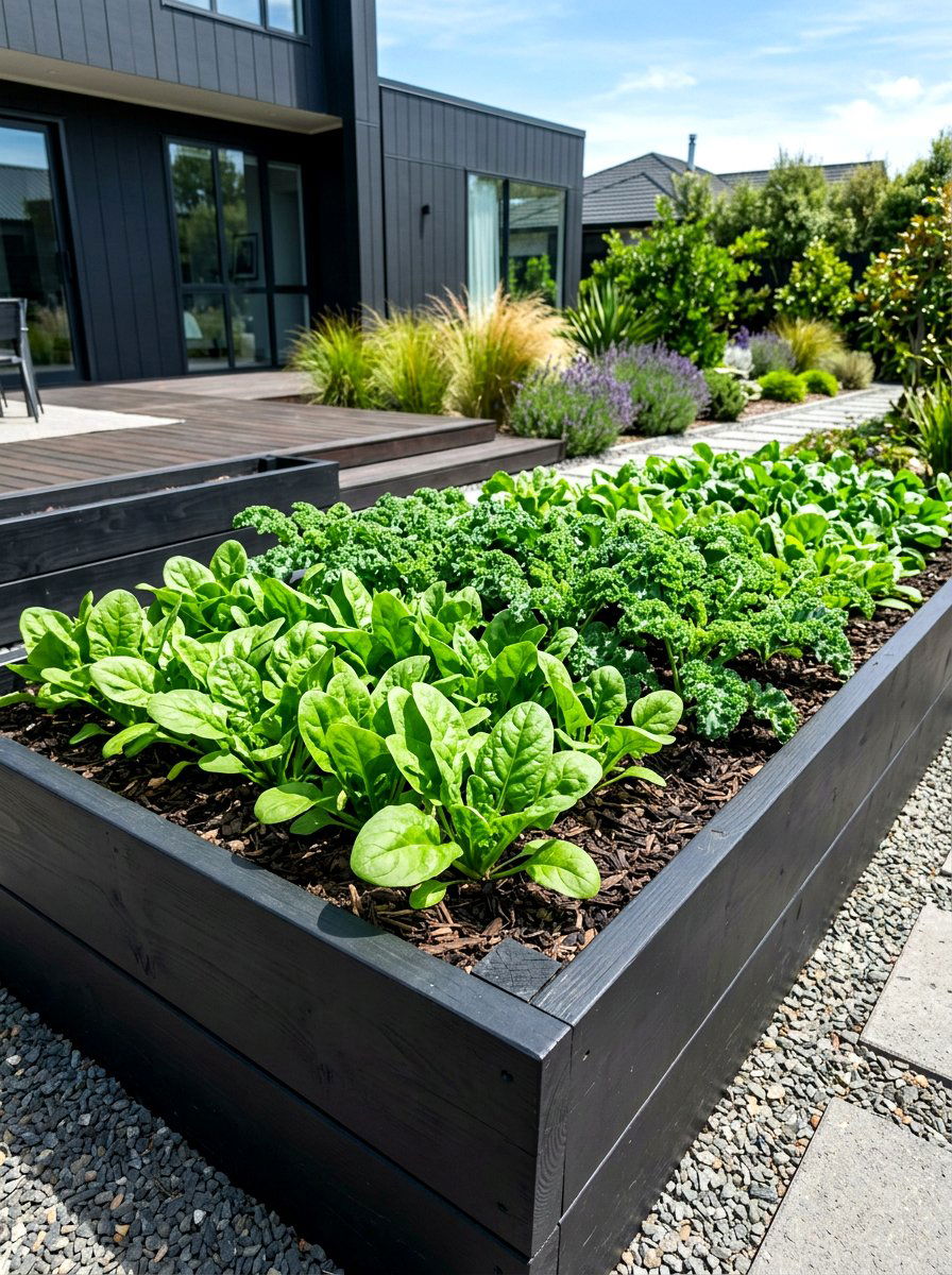 Modern black garden beds - 30 raised vegetable garden ideas