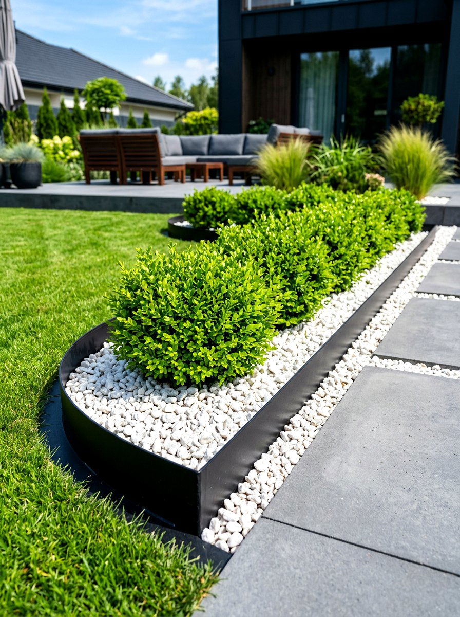 Modern black garden edging - 30 garden border ideas