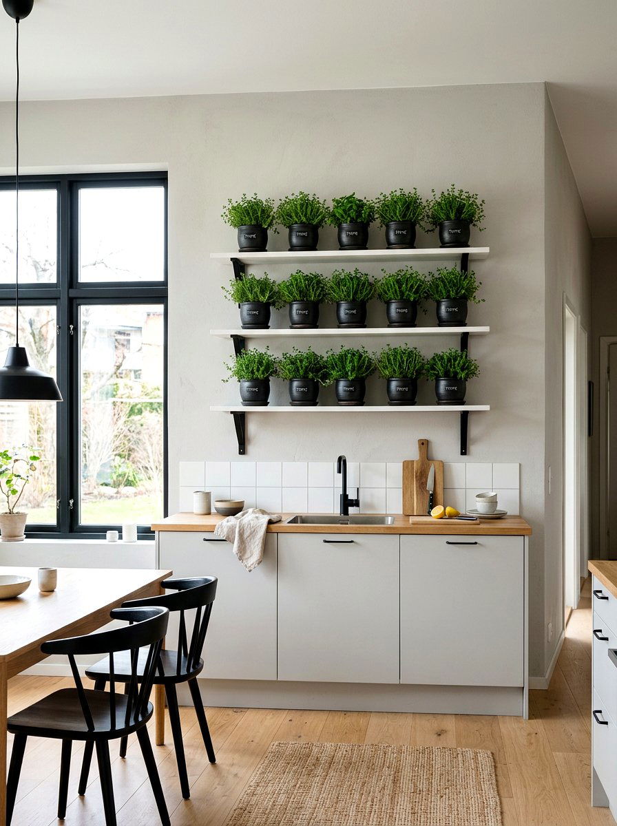 Modern black herb brackets - 30 kitchen herb shelf ideas