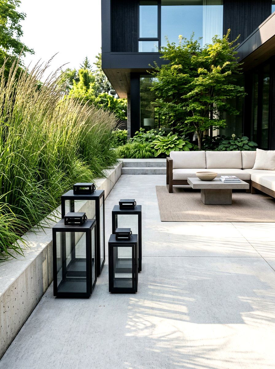Modern black lanterns - 30 lantern patio cluster ideas