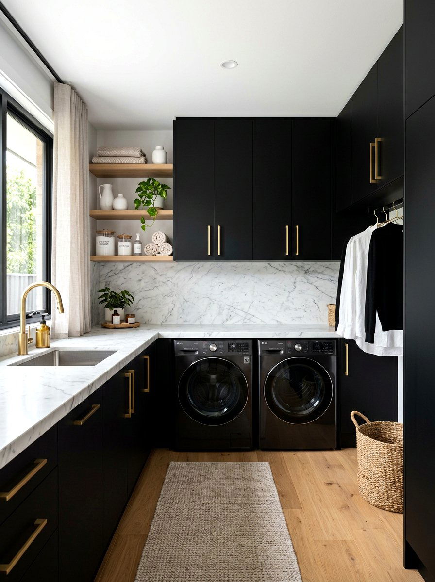 Modern black laundry room - 30 mudroom laundry room ideas