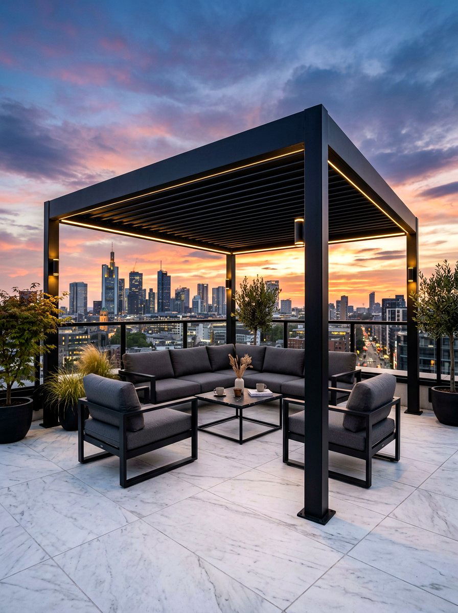 Modern black metal gazebo - 30 hexagon gazebo ideas