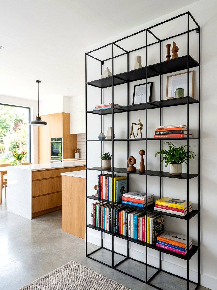 Modern black metal rack - 30 cookbook shelf kitchen ideas
