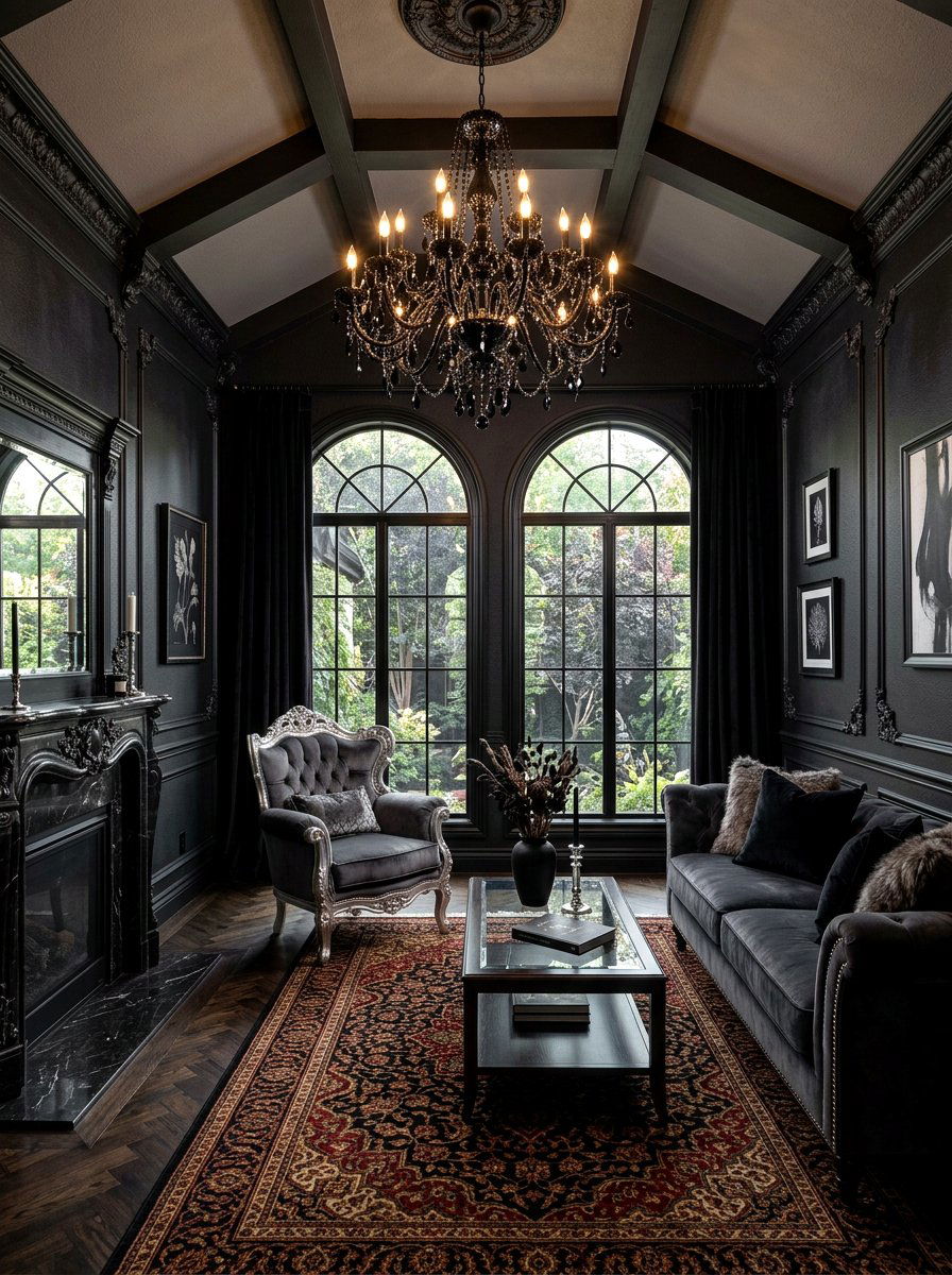 Modern black office - 30 moody office ideas