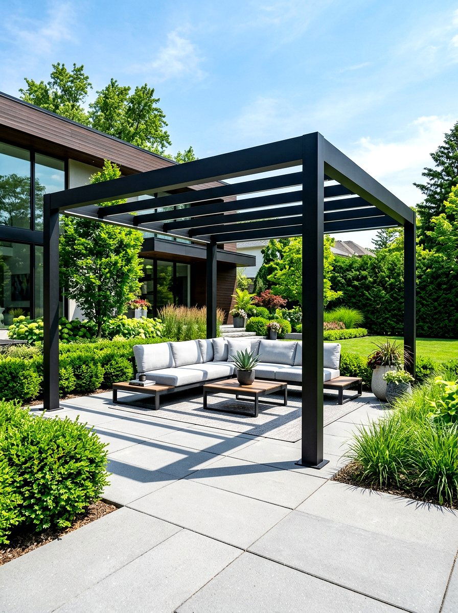 Modern black pergola - 30 pergola ideas