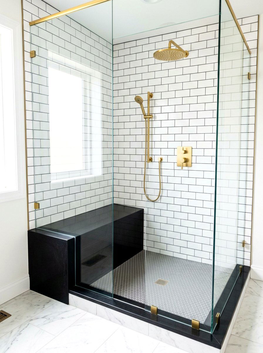 Modern black shower bench - 30 shower bench ideas