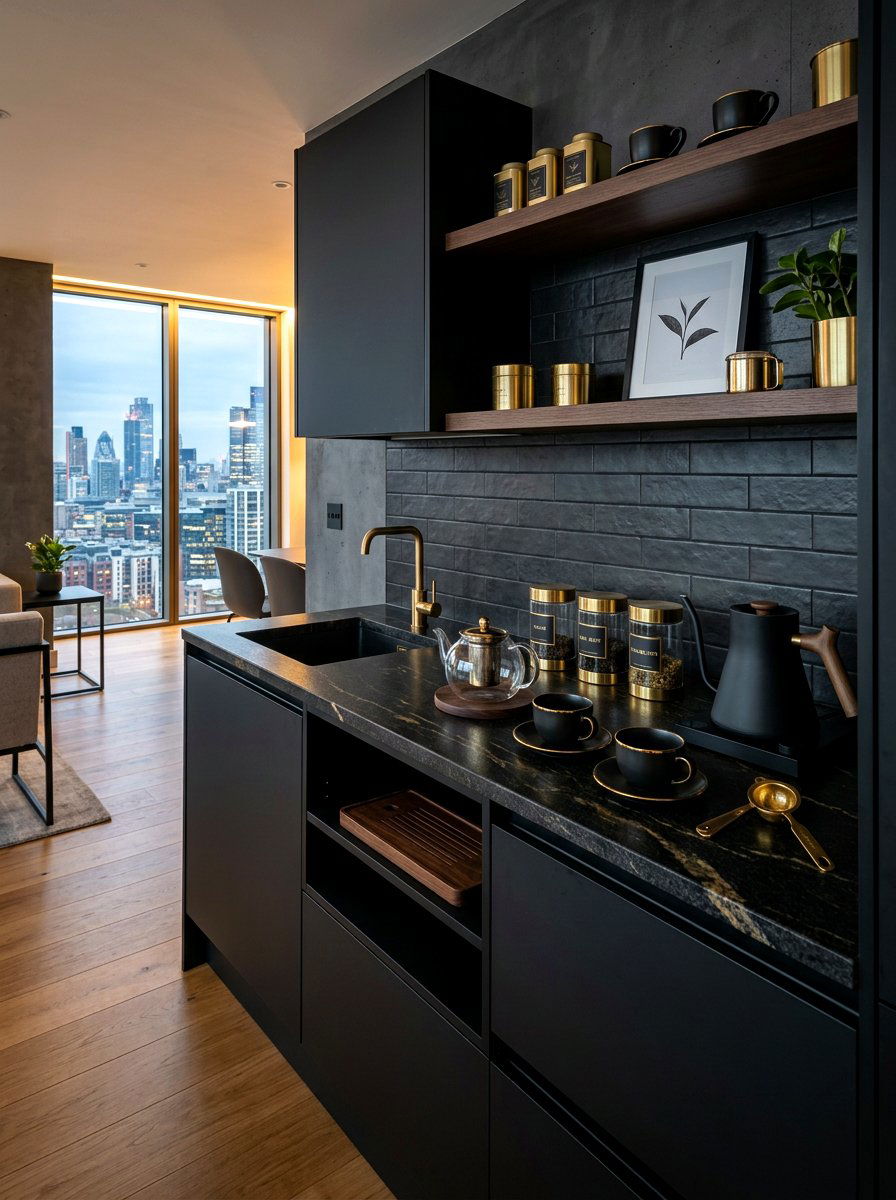 Modern black tea station - 30 tea corner ideas