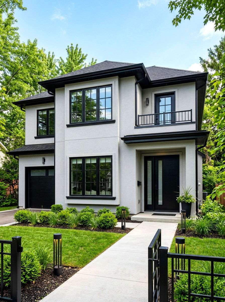 Modern black trim exterior - 30 front yard makeover ideas