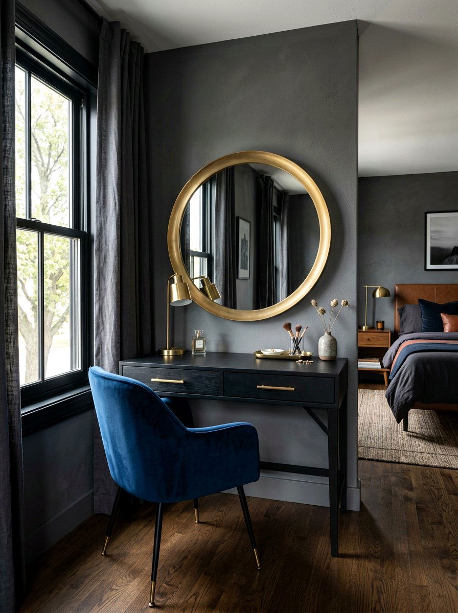 Modern black vanity - 30 bedroom vanity corner ideas