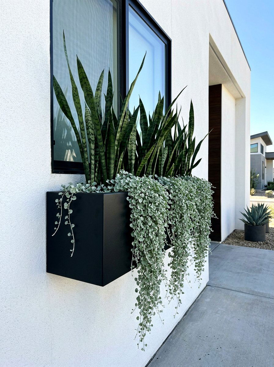 Modern black window box - 30 window box ideas