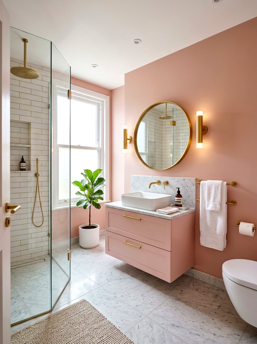 Modern blush and gold bathroom - 30 blush bathroom ideas
