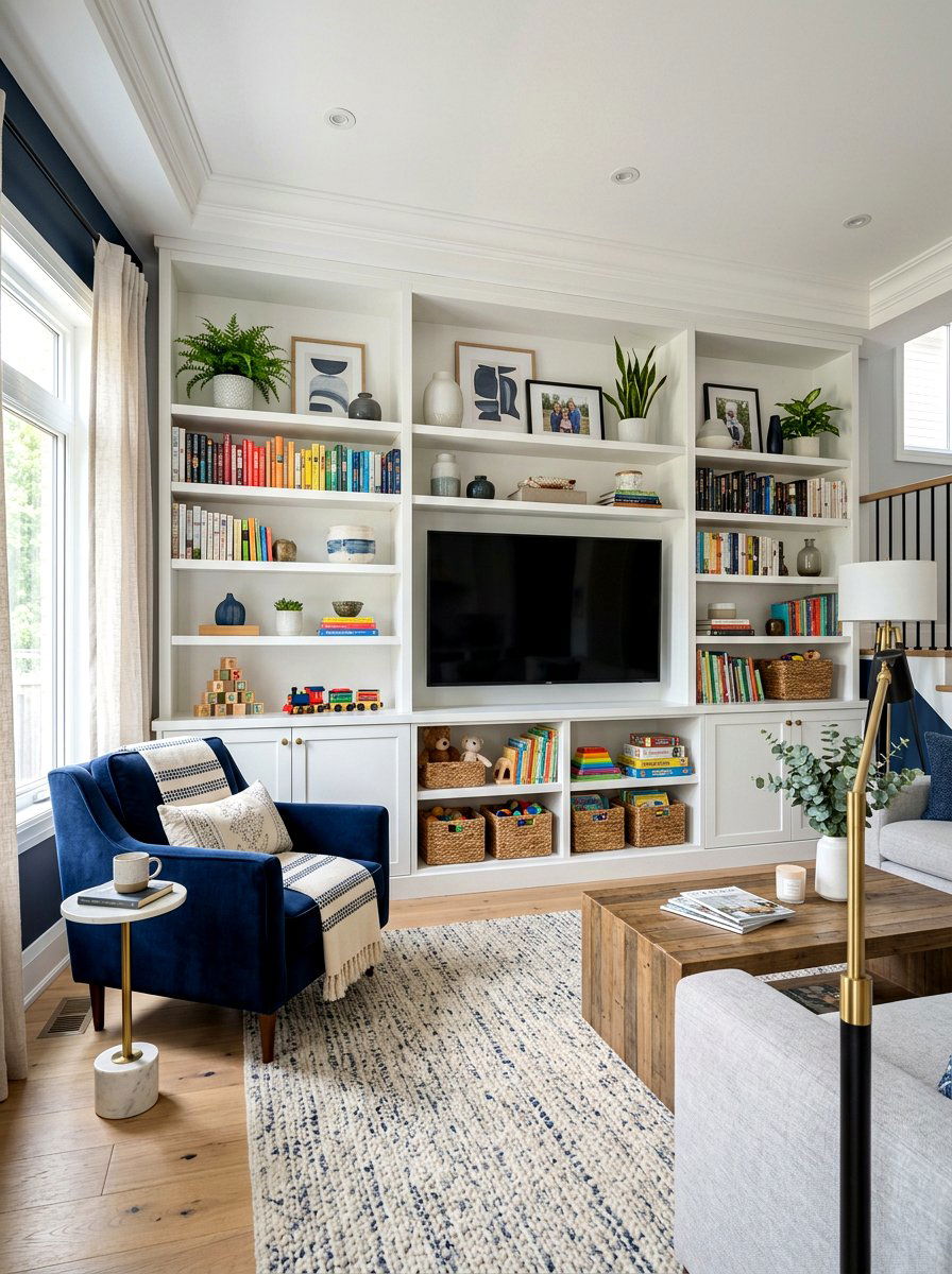 Modern built in living room - 30 family friendly living room ideas