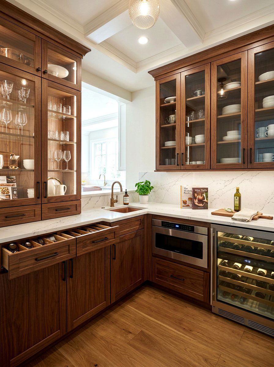 Modern butler pantry - 30 drawer microwave ideas