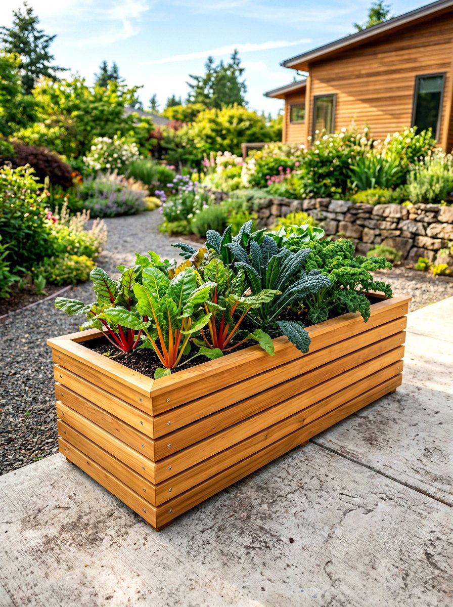 Modern cedar planter - 30 patio vegetable garden ideas
