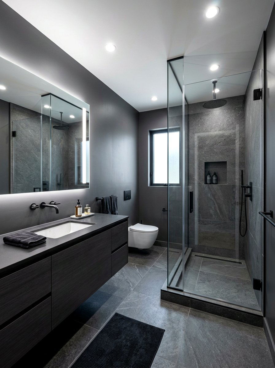 Modern charcoal bathroom - 30 charcoal bathroom ideas