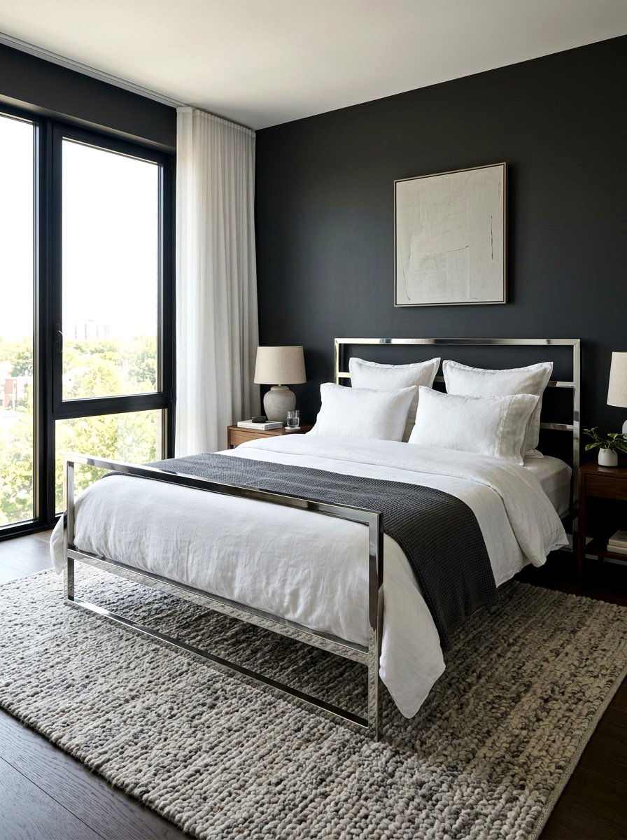 Modern chrome bed frame - 30 silver chrome bedroom ideas