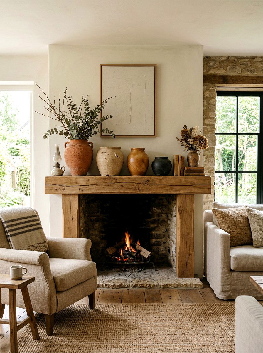 Modern clay pottery - 30 mantel shelfie ideas