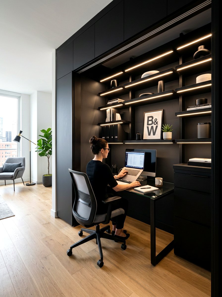 Modern closet office - 30 closet office ideas