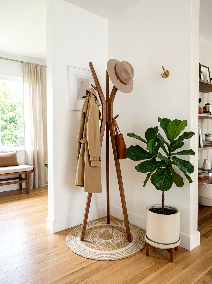 Modern coat rack - 30 rental entryway ideas