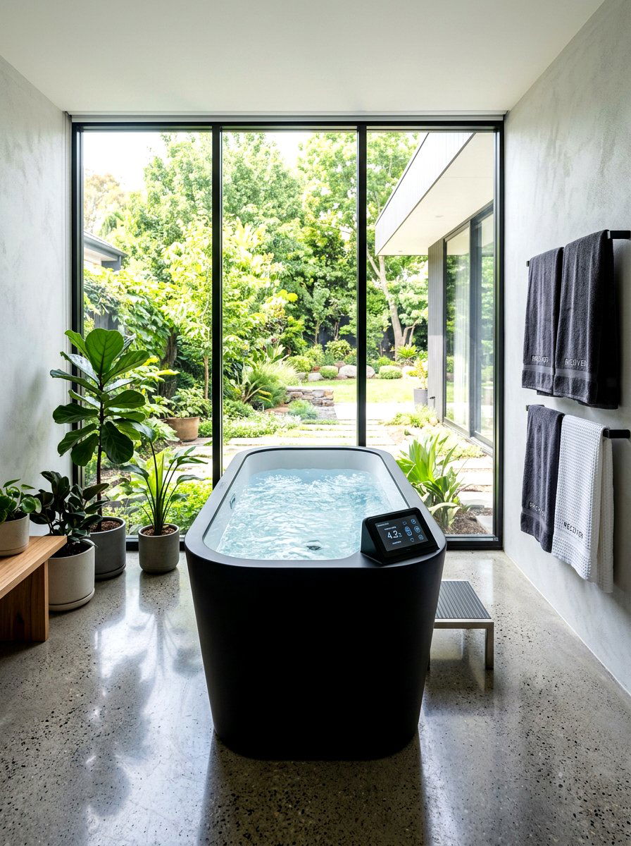 Modern cold plunge tub - 30 contrast therapy bathroom ideas
