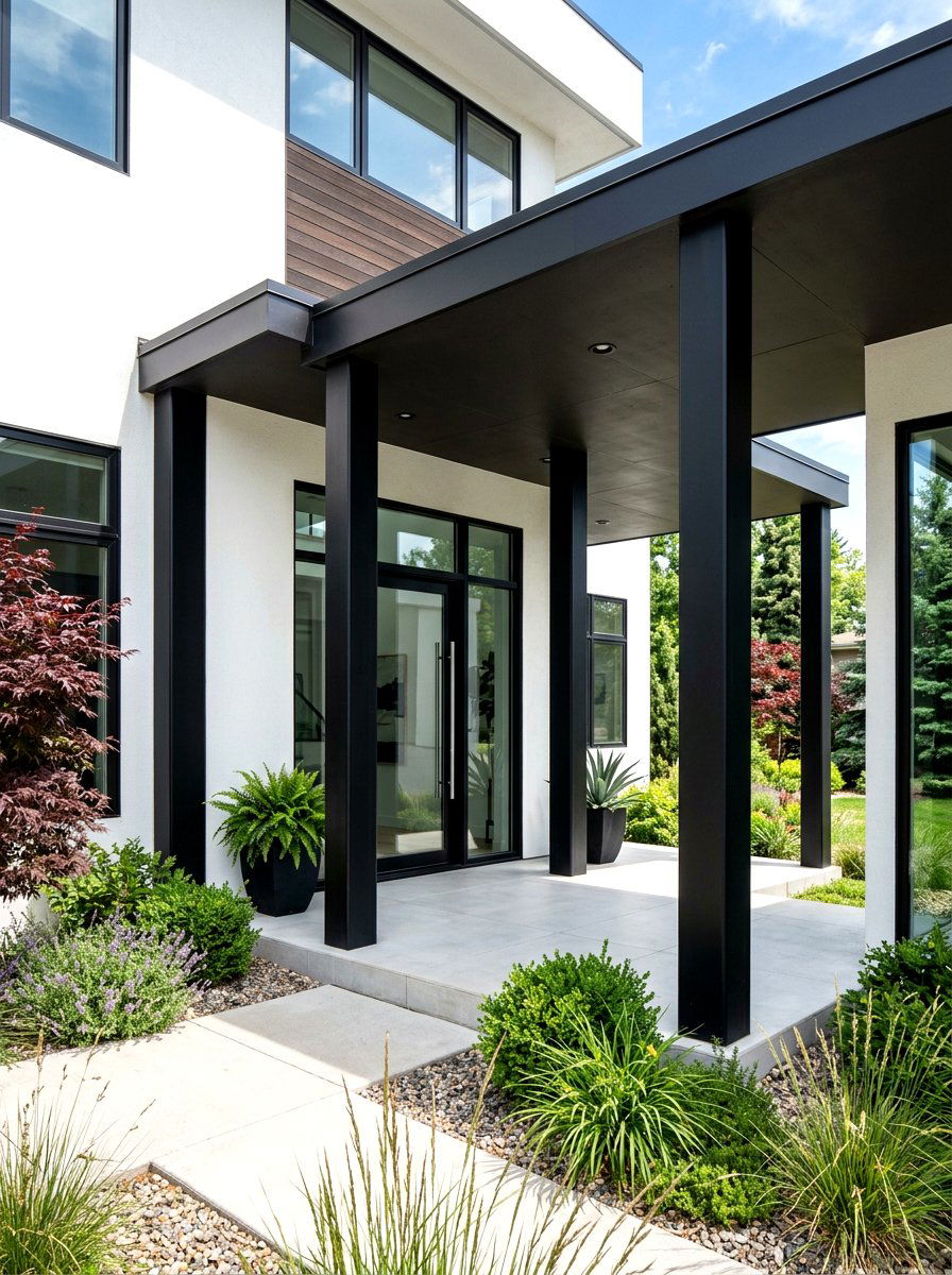 Modern column porch - 30 modern front porch ideas