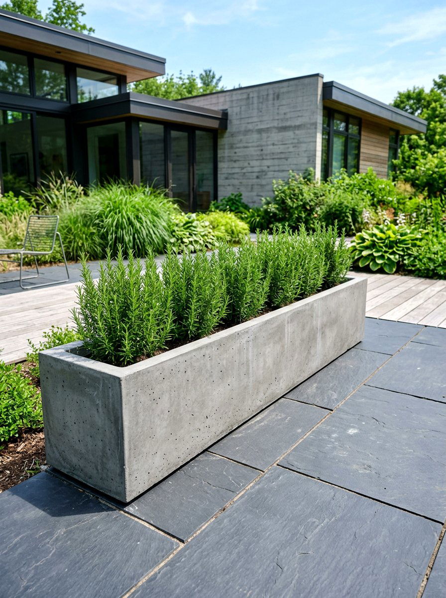 Modern concrete herb trough - 30 backyard herb garden ideas