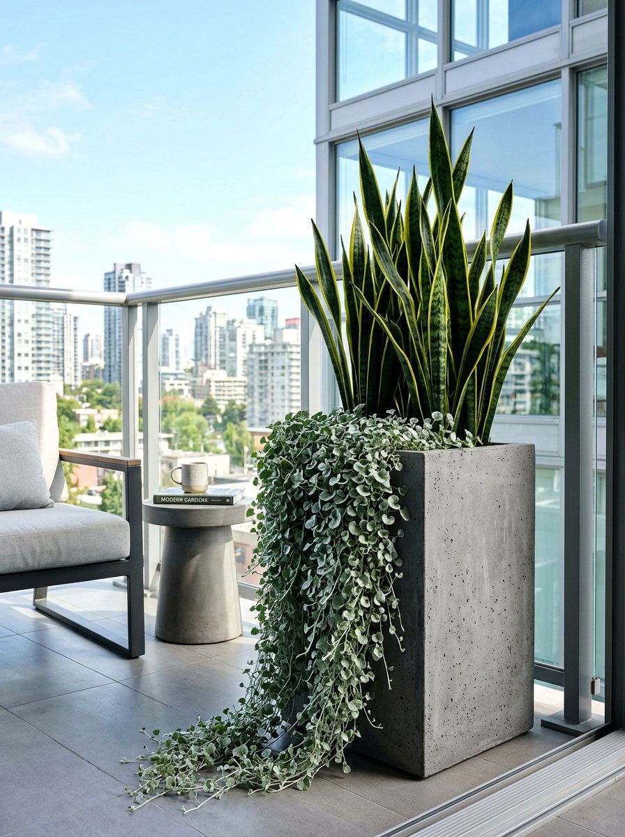 Modern concrete planter - 30 flower container garden ideas