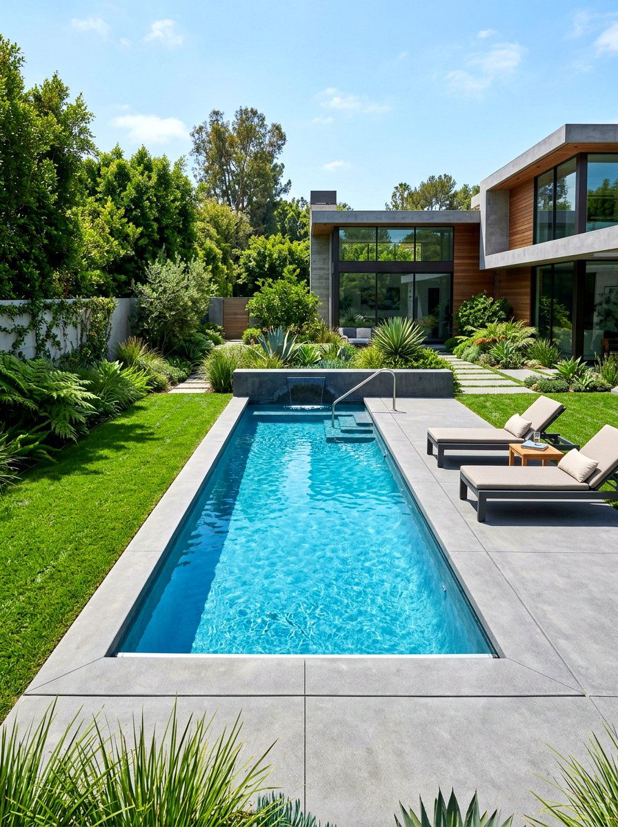 Modern concrete plunge pool - 30 plunge pool backyard ideas aesthetic