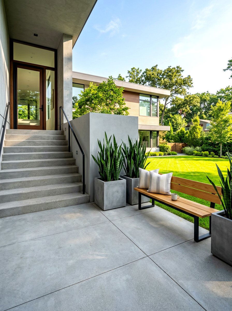 Modern concrete porch - 30 modern front porch ideas