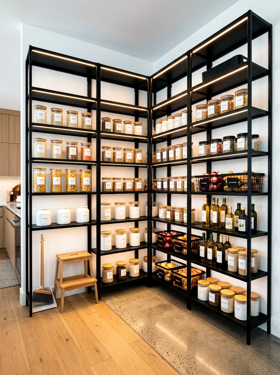 Modern corner pantry storage - 30 corner pantry shelving ideas