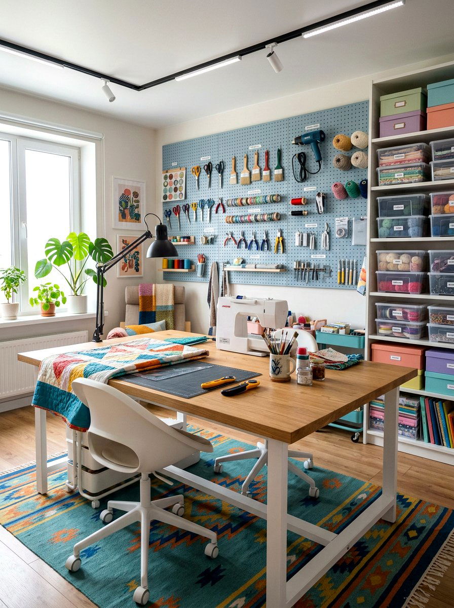 Modern craft space - 30 feminine home studio ideas