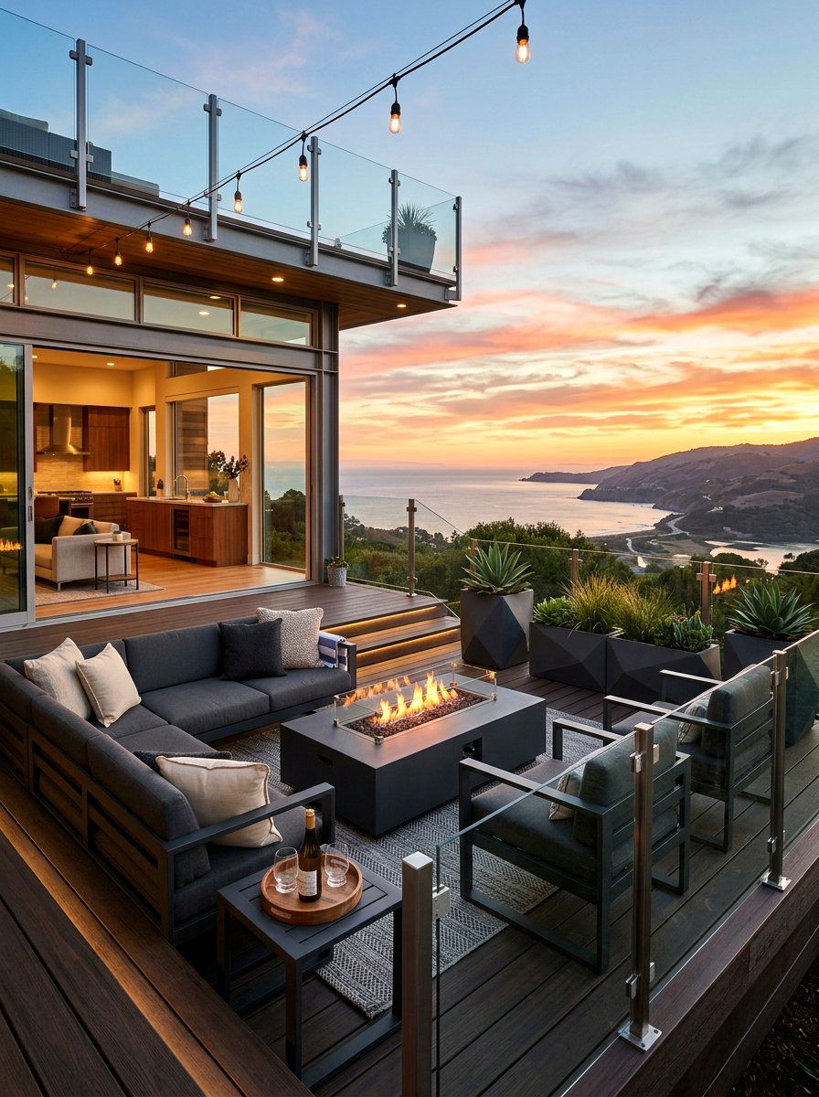 Modern deck setup - 30 sunset deck decor ideas