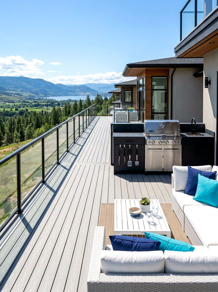 Modern deck with bbq island - 30 family BBQ patio ideas