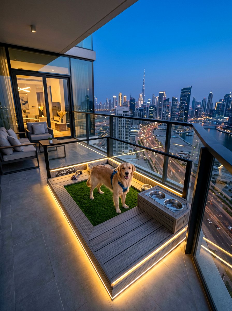 Modern dog porch deck - 30 balcony pet potty area ideas