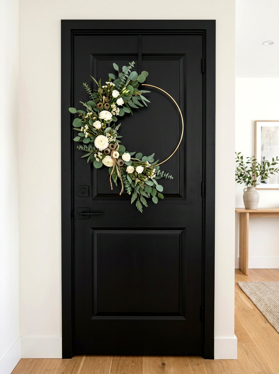 Modern door wreath - 30 modern front entry ideas