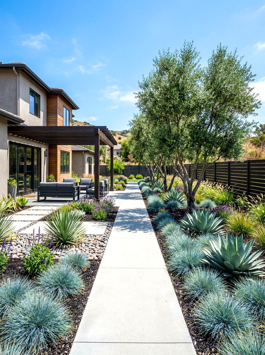 Modern drought tolerant landscaping - 30 olive grove backyard ideas