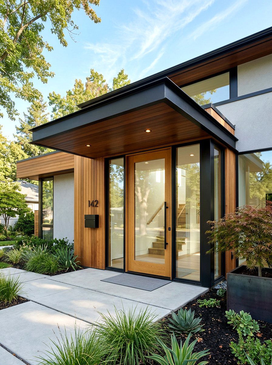 Modern entry overhang - 30 modern front entry ideas
