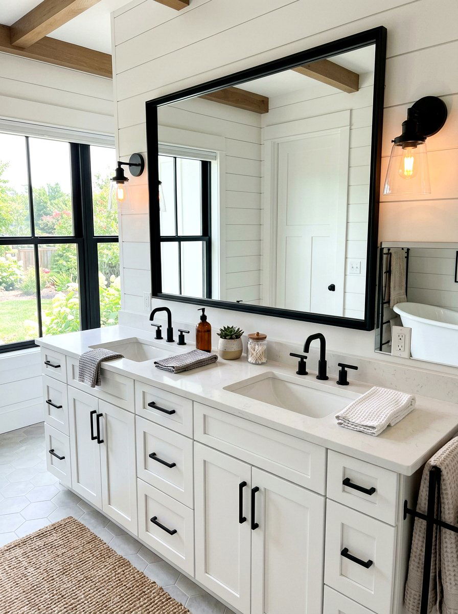 Modern farmhouse bathroom vanity - 30 farmhouse bathroom vanity ideas
